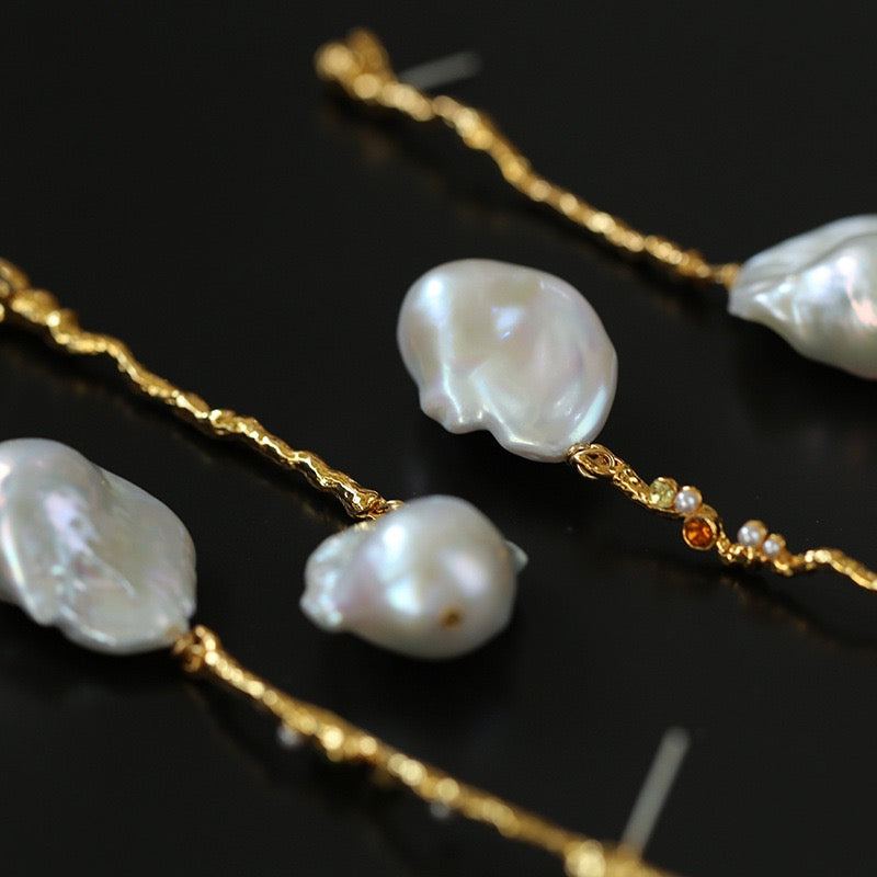 Branch Baroque Pearl Drop Earrings