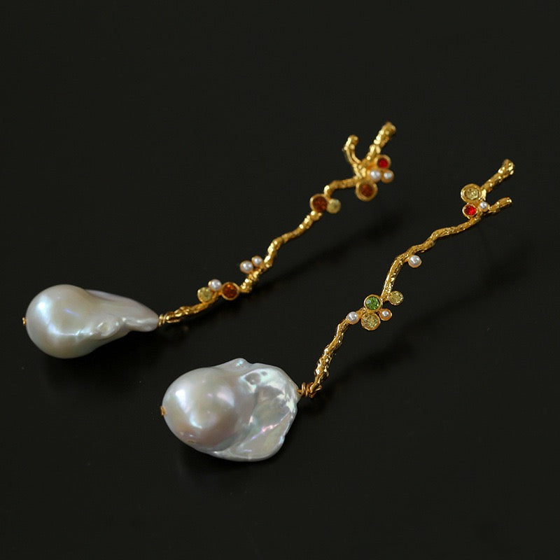 Branch Baroque Pearl Drop Earrings